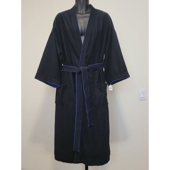 Barrington Underwear & Socks Vtg New Barrington Mens Dark Blue Velour Robe One Size 43